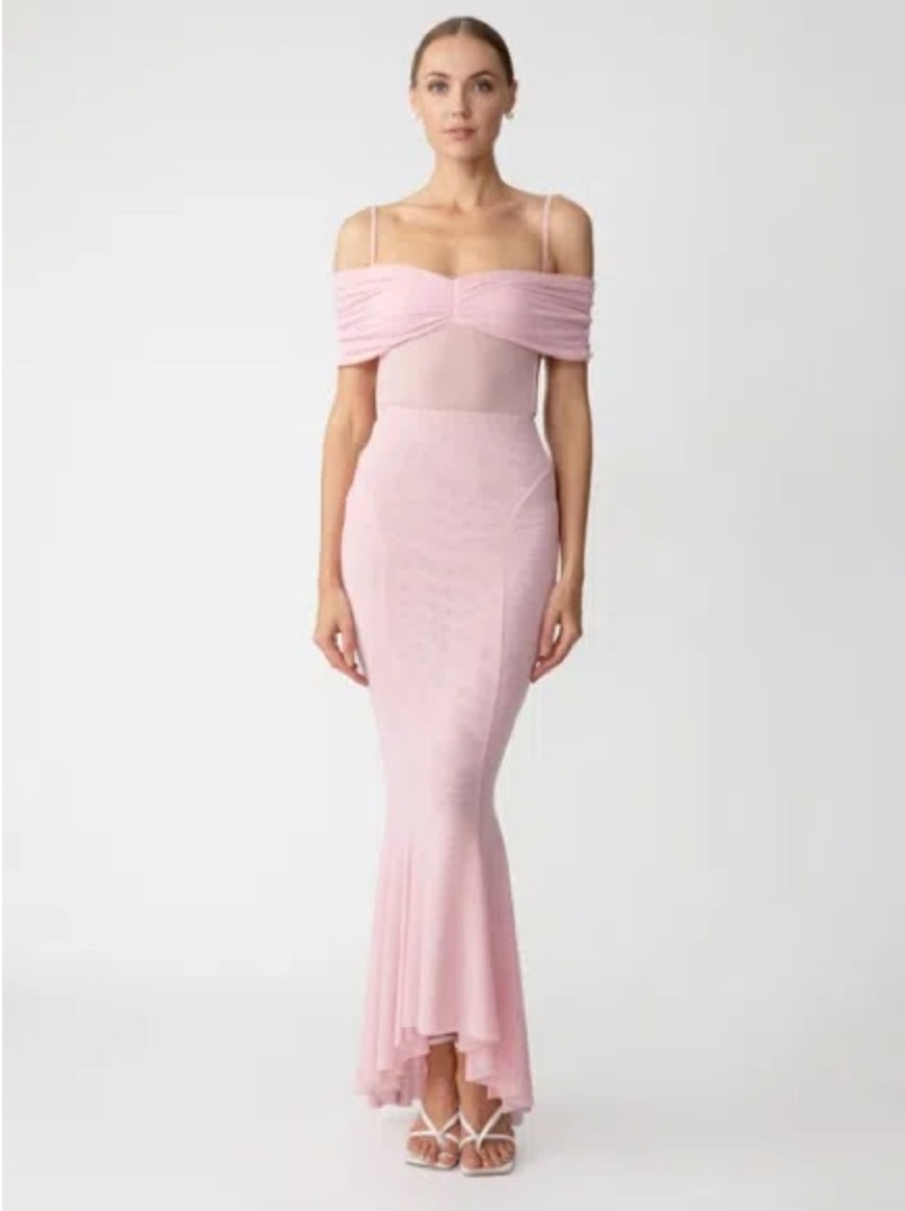 Off-Shoulder Light Pink Sau Lee Evening Gown